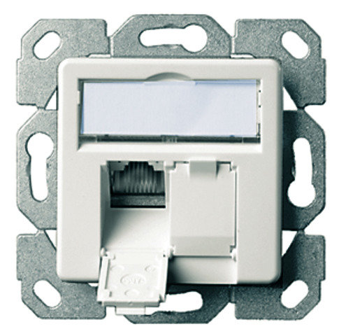 Modulaufnahme AMJ-S 2-fach UP/50 alpinweiß inkl. 2 AMJ-S DD Module Cat.6A T568A (Telegärtner J00020A0522)