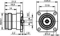 4.3-10 Einbaubuchse mit Flansch M3 Anschluss...