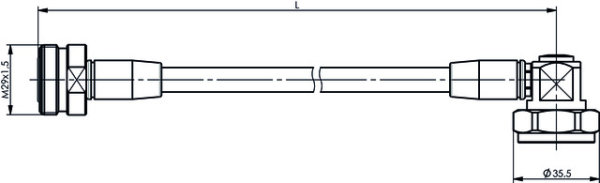 7-16 Jumper Kabel 3/8" IP67 L = 2,0 m, f-m90°, G57 (3/8" flex) - JMPR/2012T (Telegärtner L00011A0446)