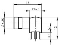 SMB-Winkelanbaubuchse Au 50 Ohm für gedruckte Schaltungen (Telegärtner J01161A0861)