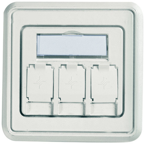 Modul-Aufnahme 80x80 3-fach für BR, 45° Auslass, alpinweiß, unbestückt (Telegärtner H02010A0053)