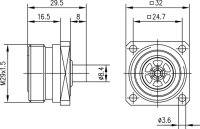 7-16 Einbaubuchse mit Flansch G9 (UT-250)...