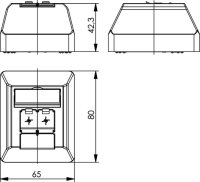 AMJ45 8/8 K Ap Cat.6A (tiefgest.) 80 x 65 mm,...
