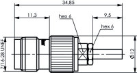 TNC-Kabelbuchse Cr/Cr 50 Ohm G3 (RG-178B/U) 612...