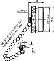 7-16 Abdeckkappe für Stecker, mit Kette IP68...