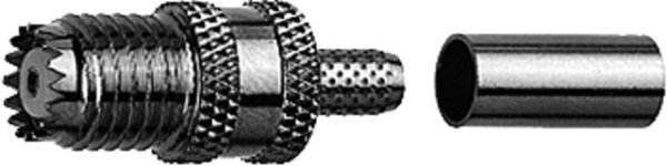 Mini-UHF Kabelbuchse Crimp G1 (RG-58C/U) crimp/crimp; festgehaltener Innenleiter (Telegärtner J01046F0001)