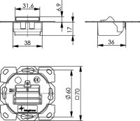 Modul-Aufnahme 1-/2-fach UP/0 für BR 45°...