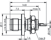 SMA-Einbaubuchse Au 50 Ohm Einbau von vorne, mit...