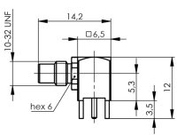 SMC-Winkelanbaustecker Au 50 Ohm für gedruckte...