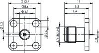 SMA-Einbaubuchse m. Flansch 50 Ohm, mit Streifenleiter...