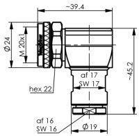 4.3-10 Kabelwinkelstecker Screw, 50 Ohm, IP67 G37...