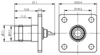 BNC-Kabeleinbaubuchse mit Flansch (25,4) 50 Ohm...
