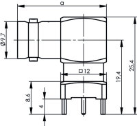 BNC-Winkelbuchse für LTP 50 Ohm, A=30mm  106...