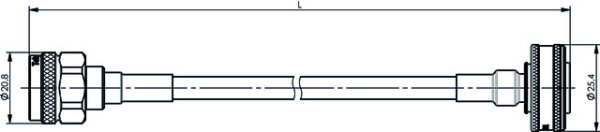 N - 4.3-10 Jumper Kabel 1/4" IP67 L=3,0 m, m-mPP, G20 (1/4" flex) - JMPR/304BL (Telegärtner L00012Q0158)