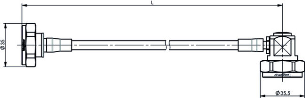 7-16 Jumper Kabel 1/4" IP67 L=2,0 m, m-m90°, G20 (1/4" flex) - JMPR/2002L (Telegärtner L00011A0456)