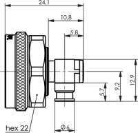 4.3-10 Kabelwinkelstecker Löt/Löt Hand Screw...