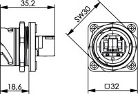 STX V1 Flanschset RJ45 Kupplung Cat.6 Class EA (ISO)...