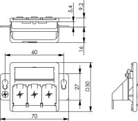 Designfähige Modul-Aufnahme 50x50 3-fach, UP/50...