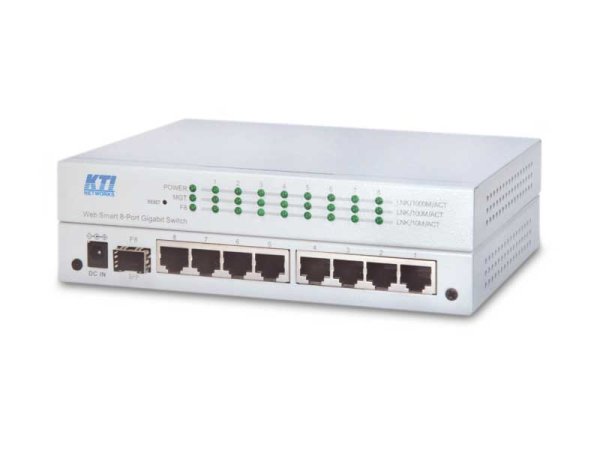KTI KGS-810F-LXLC-20 /B 8-Port Gigabit Switch mit SFP SM LC 20km